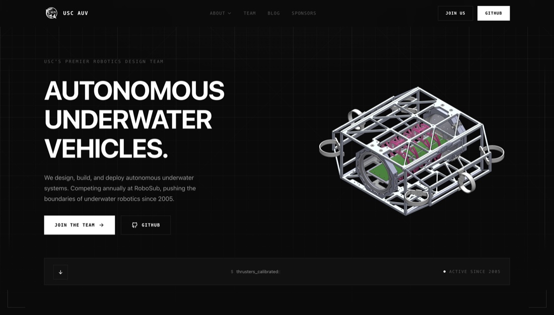 USC AUV / RoboSub team site (uscfrl.com) homepage